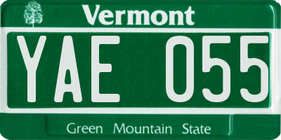 VT license plate YAE055