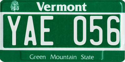 VT license plate YAE056