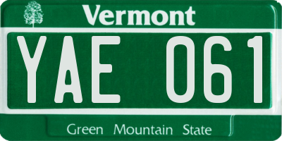 VT license plate YAE061