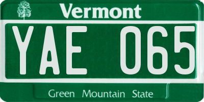 VT license plate YAE065