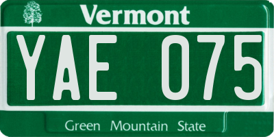VT license plate YAE075