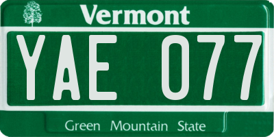 VT license plate YAE077