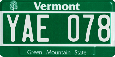 VT license plate YAE078