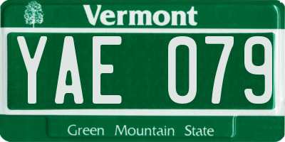 VT license plate YAE079