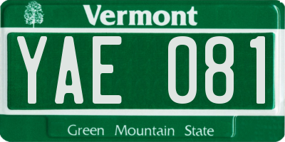 VT license plate YAE081