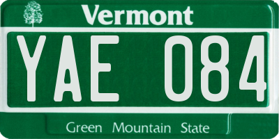 VT license plate YAE084