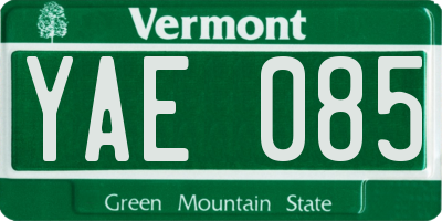 VT license plate YAE085