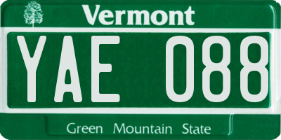VT license plate YAE088