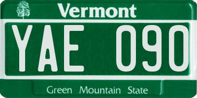 VT license plate YAE090