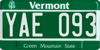 VT license plate YAE093