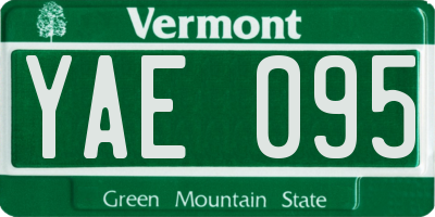 VT license plate YAE095