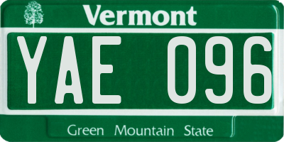 VT license plate YAE096