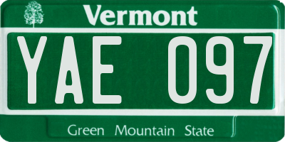 VT license plate YAE097
