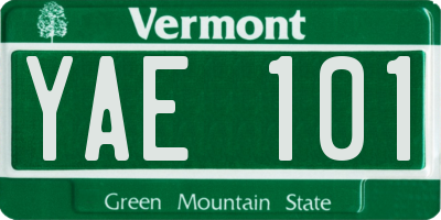 VT license plate YAE101