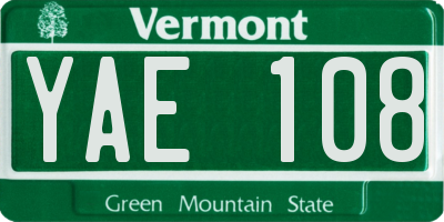 VT license plate YAE108