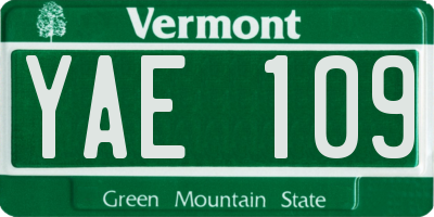 VT license plate YAE109