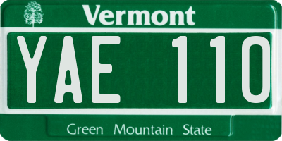VT license plate YAE110