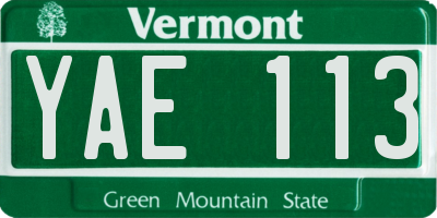 VT license plate YAE113