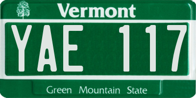 VT license plate YAE117