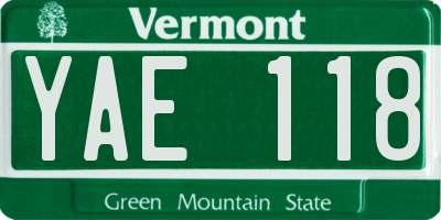 VT license plate YAE118