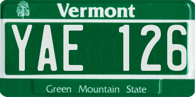 VT license plate YAE126