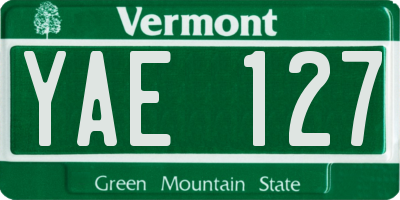 VT license plate YAE127
