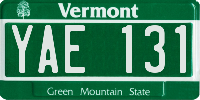 VT license plate YAE131
