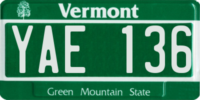 VT license plate YAE136