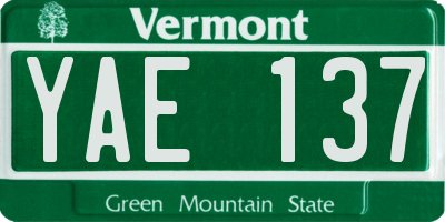 VT license plate YAE137