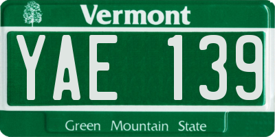 VT license plate YAE139