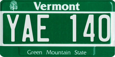 VT license plate YAE140