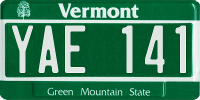 VT license plate YAE141