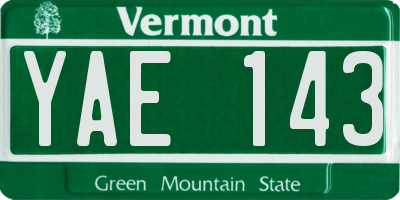 VT license plate YAE143