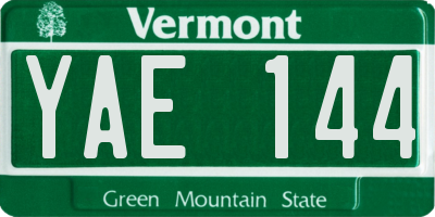 VT license plate YAE144