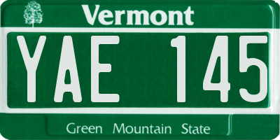VT license plate YAE145