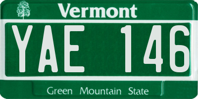 VT license plate YAE146