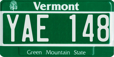 VT license plate YAE148