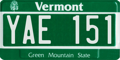 VT license plate YAE151