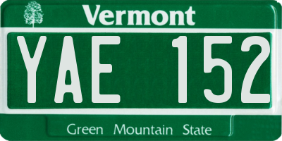 VT license plate YAE152