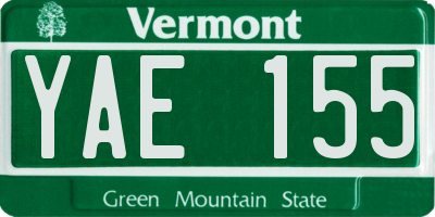 VT license plate YAE155