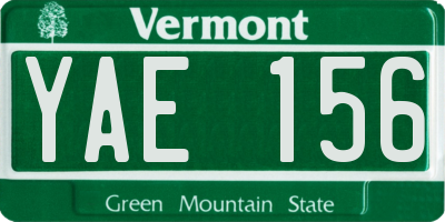 VT license plate YAE156
