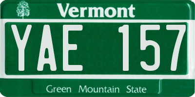 VT license plate YAE157