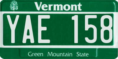 VT license plate YAE158