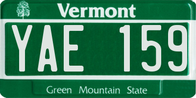 VT license plate YAE159