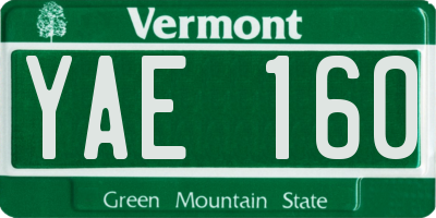VT license plate YAE160