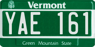 VT license plate YAE161