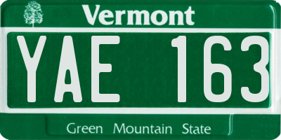 VT license plate YAE163