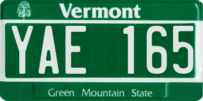 VT license plate YAE165