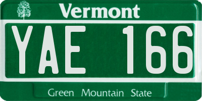 VT license plate YAE166