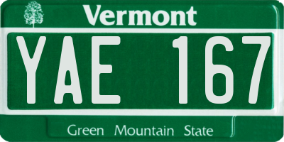 VT license plate YAE167